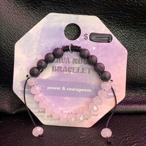 Lava Rock and White Bead Bracelet